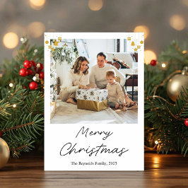 Gold Ornament Christmas Photo Greeting Card シーズンカード