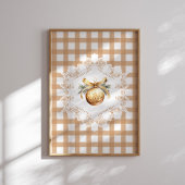 Gold Ornament Gingham Christmas Poster ポスター