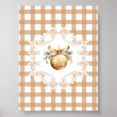 Gold Ornament Gingham Christmas Poster ポスター (正面)