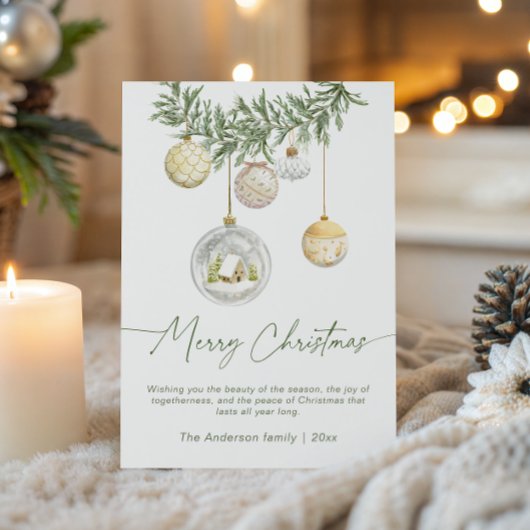 Gold Ornament Greenery Christmas  シーズンカード