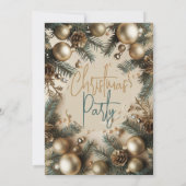 Gold Ornament with Greenery Holiday Christmas 招待状 (裏面)