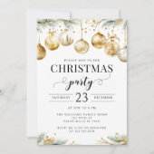 Gold Ornaments Christmas Tree Party Invitation シーズンカード (正面)