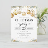 Gold Ornaments Christmas Tree Party Invitation シーズンカード (スタンド正面)