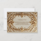 Gold Ornate Baroque Grandeur Floral Motif Wedding  サンキューカード (正面)