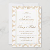 Gold Ornate Frame White 50th Wedding Anniversary 招待状 (正面)