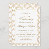Gold Ornate Frame White 50th Wedding Anniversary 招待状 (正面/裏面)
