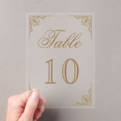 Gold Ornate Wedding Acrylic Table Number アクリル招待状 (インサイチュ (ポータブル))