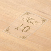 Gold Ornate Wedding Acrylic Table Number アクリル招待状 (レイダウン)