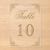 Gold Ornate Wedding Acrylic Table Number アクリル招待状 (正面)