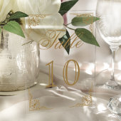 Gold Ornate Wedding Acrylic Table Number アクリル招待状