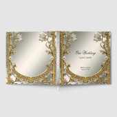 Gold Ornate White Floral Guest Book ゲストブック (全面)