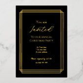 Gold Over Black Christmas Foil Invitation Card 箔シーズンカード (正面)