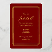 Gold Over Burgundy Foil Invitation Card 箔シーズンカード (正面)