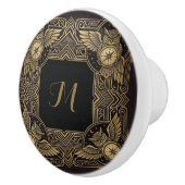 Gold Owl Compass Monogram Art Deco Ceramic セラミックノブ (右)