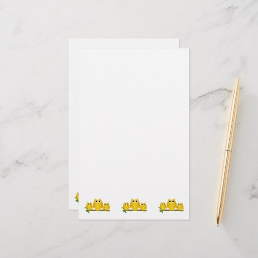 Gold Owls Design 便箋 (正面/裏面インサイチュ)