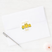 Gold Owls Design Bookplate ラウンドシール (封筒)