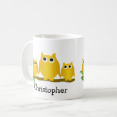 Gold Owls Design Personalised コーヒーマグカップ (正面左)
