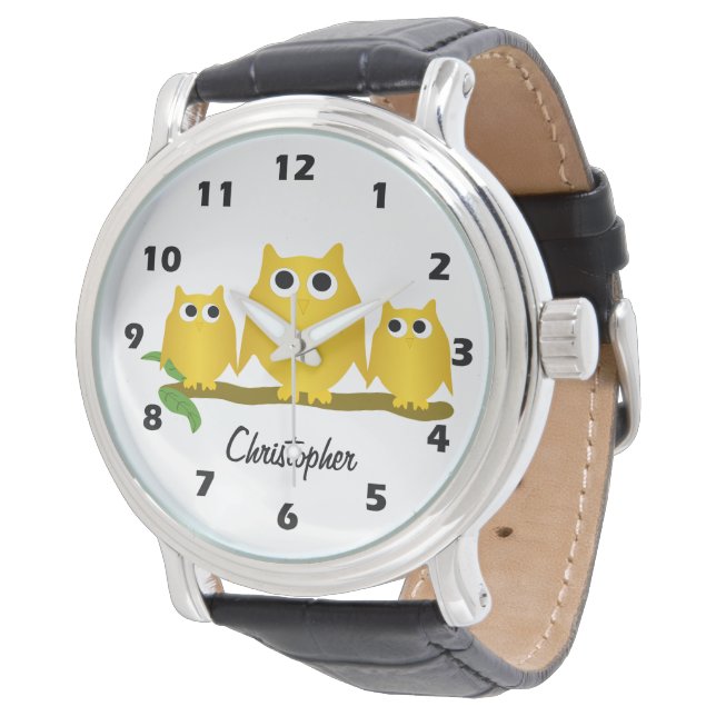 Gold Owls Design Personalised 腕時計 (アングル)