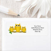 Gold Owls Design Return Address ラベル (インサイチュ)