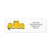Gold Owls Design Return Address ラベル (正面)