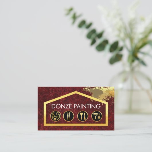 Gold Painting Tools On Building Frame 名刺 (スタンド正面)