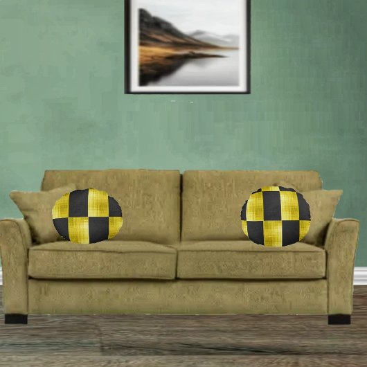 Gold-Paneled-Black-IV ラウンドクッション