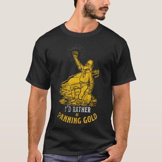 Gold Panning Design Baseball  Sleeve Tシャツ (正面)