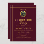 Gold paramedic Class Of 2026 burgundy graduation 招待状 (正面/裏面)