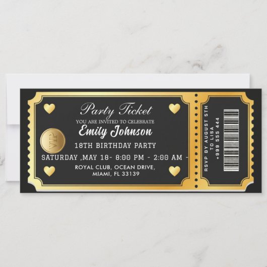 Gold Party Ticket Invitation 招待状 (正面)