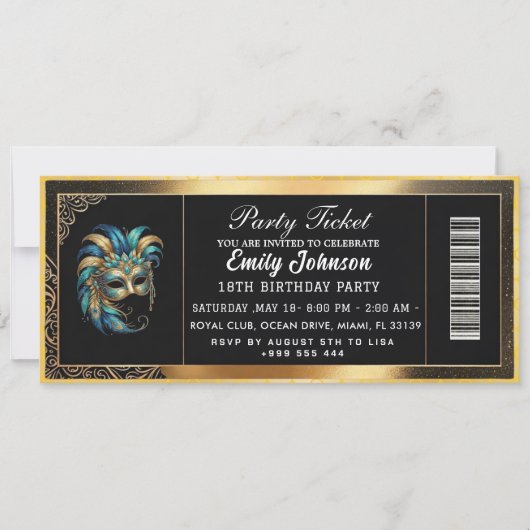 gold party ticket invitations 2026 招待状 (正面)