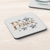 Gold Peace Silver Stars White Coaster コースター (左側)