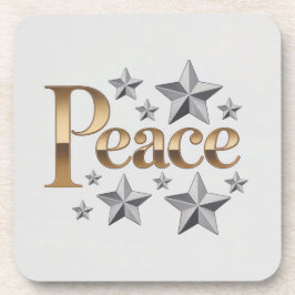 Gold Peace Silver Stars White Coaster コースター