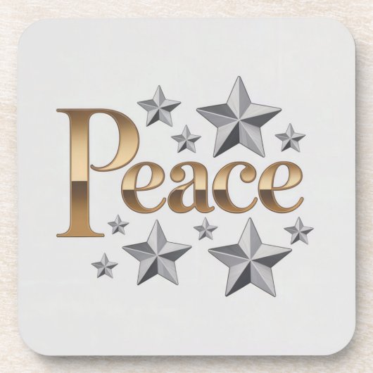 Gold Peace Silver Stars White Coaster コースター (正面)