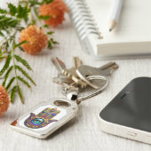 Gold Peacock Colors Hamsa Green Sapphire Third Eye キーホルダー (側面)