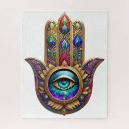 Gold Peacock Colors Hamsa Green Sapphire Third Eye ジグソーパズル