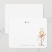 Gold Pearls and Prosecco Elegant Couple Monogram ノートカード (正面/裏面)
