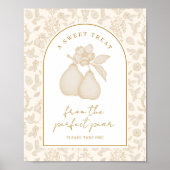 Gold Perfect Pear Bridal Shower Favor Sign ポスター (正面)