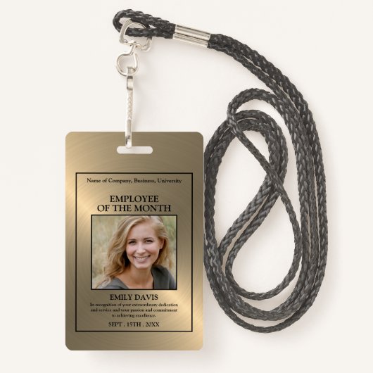 Gold/Personalized Photo - Employee Award バッジ (裏面ランヤード)