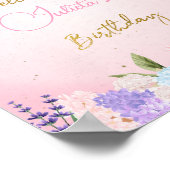 Gold Pink Butterfly Birthday Welcome Sign ポスター (角)