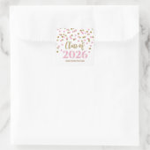 Gold Pink Confetti Graduation 2026 Square Sticker スクエアシール (バッグ)