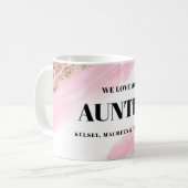 Gold Pink Gift for Auntie with  Names  コーヒーマグカップ (正面左)
