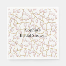 Gold Pink Glam Pearls Bridal Shower スタンダードランチョンナプキン