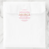 Gold Pink Stripes Merci Beaucoup  ラウンドシール (バッグ)