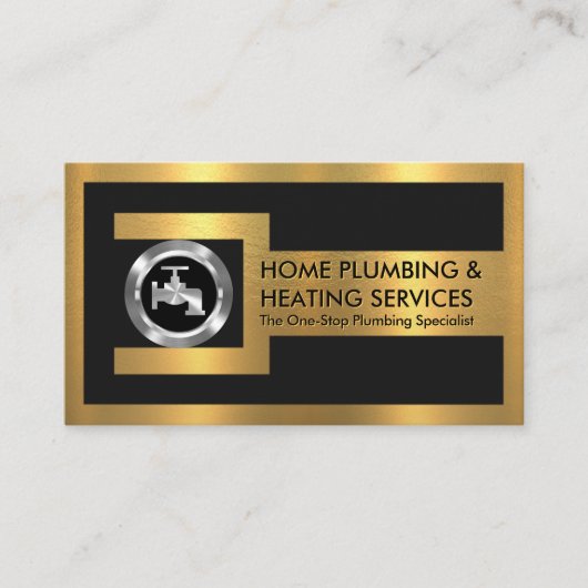 Gold Pipe Wrench On Silver Steel Faucet Nut 名刺 (正面)