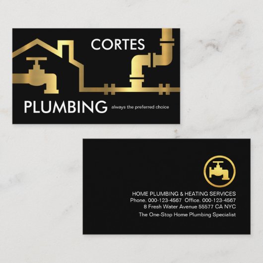 Gold Pipes Building Frame Plumber Service 名刺 (正面/裏面)