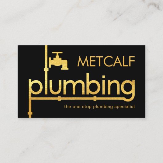 Gold Plumber Plumbing Pipeline Signage 名刺 (正面)