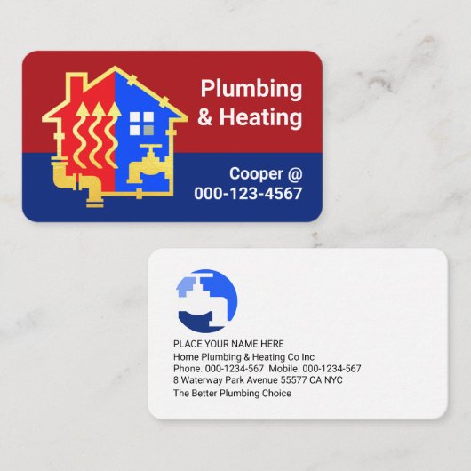 Gold Plumbing Heating Home Frame 名刺 (正面/裏面)