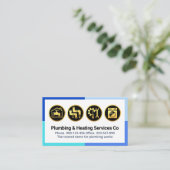 Gold Plumbing Icons On Blue Frame 名刺 (スタンド正面)