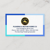Gold Plumbing Icons On Blue Frame 名刺 (裏面)