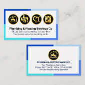Gold Plumbing Icons On Blue Frame 名刺 (正面/裏面)